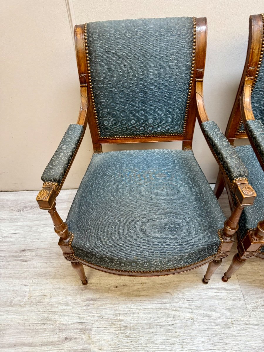 Paire De Fauteuils En Noyer D’époque Directoire -photo-3