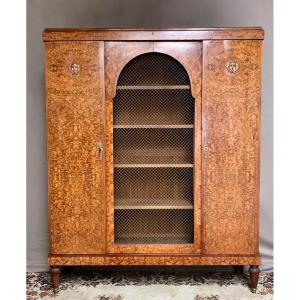 Library In Walnut Burl Marquetry 1940s