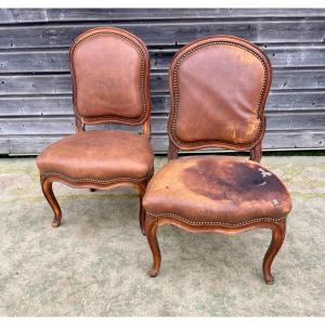 Pair Of Louis XV Period Chairs Stamped Château