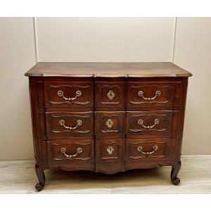 Curved Crossbow Chest Of Drawers In Walnut, Louis XV Period