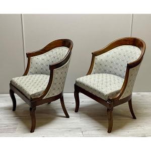 Pair Of Empire Period Mahogany Gondola Armchairs