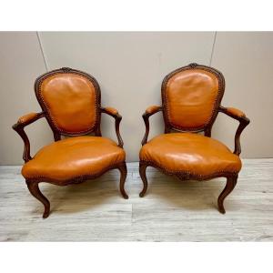 Pair Of Louis XV Period Cabriolet Armchairs 