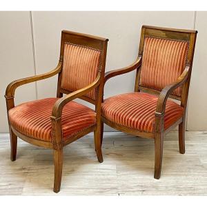 Two Mahogany Armchairs From The Restoration Period 