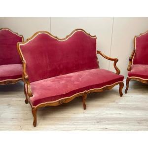 Louis XV Style Walnut Living Room Furniture 