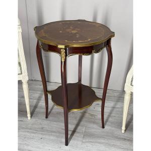 Circular Marquetry Pedestal Table From The Napoleon III Period 