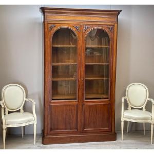 Large 19th Century Flamed Mahogany Bookcase 