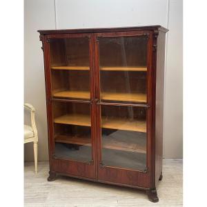 19th Century Flamed Mahogany Display Case 