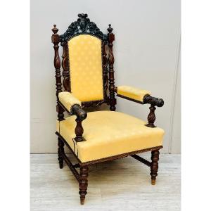 Ceremonial Armchair In Rosewood From The 19th Century 