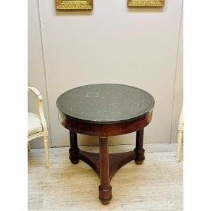 Round Pedestal Table In Flamed Mahogany, Empire Period 