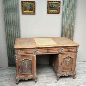 Louis XV Style Oak Pedestal Desk 