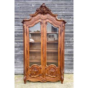 Large Louis XV Library In Walnut From The 19th Century 