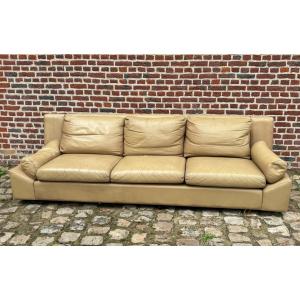 Edelhard Harlis For International Furniture Large Leather Sofa California Model