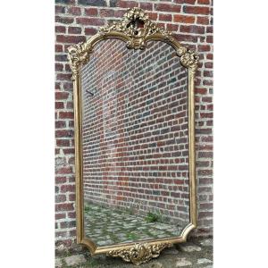 Grand miroir à suspendre en bois doré d’époque XIX éme 