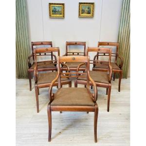 Suite Of Six Mahogany Armchairs 