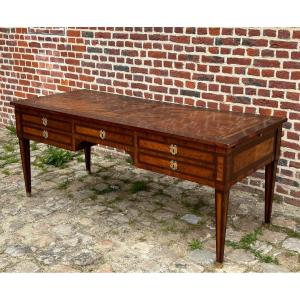Very Large Flat Desk In Marquetry Louis XVI Period