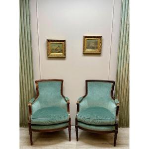 Pair Of Louis XVI Style Bergère Armchairs 