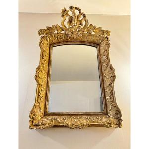 18th Century Regency Period Gilded Stucco And Wood Pediment Mirror 