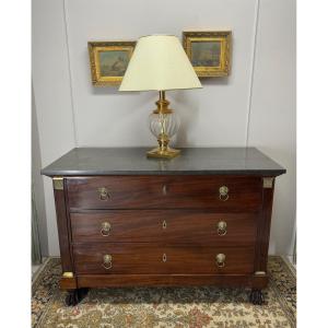 Empire Period Chest Of Drawers In Mahogany, 19th Century 