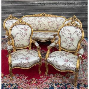 Louis XV Style Living Room Furniture In Gilded Wood 