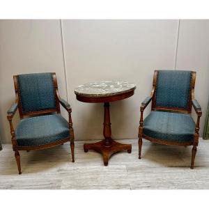 19th Century Empire Style Mahogany Pedestal Table 