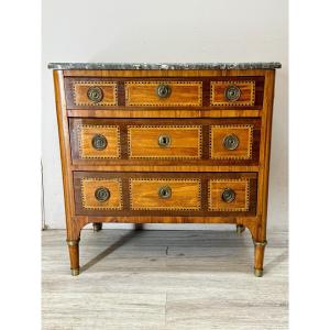 Commode D’époque Louis XVI En Marqueterie 