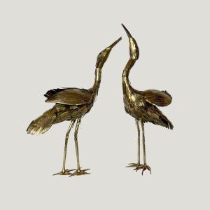 Pair Of Herons By Michel Jarry