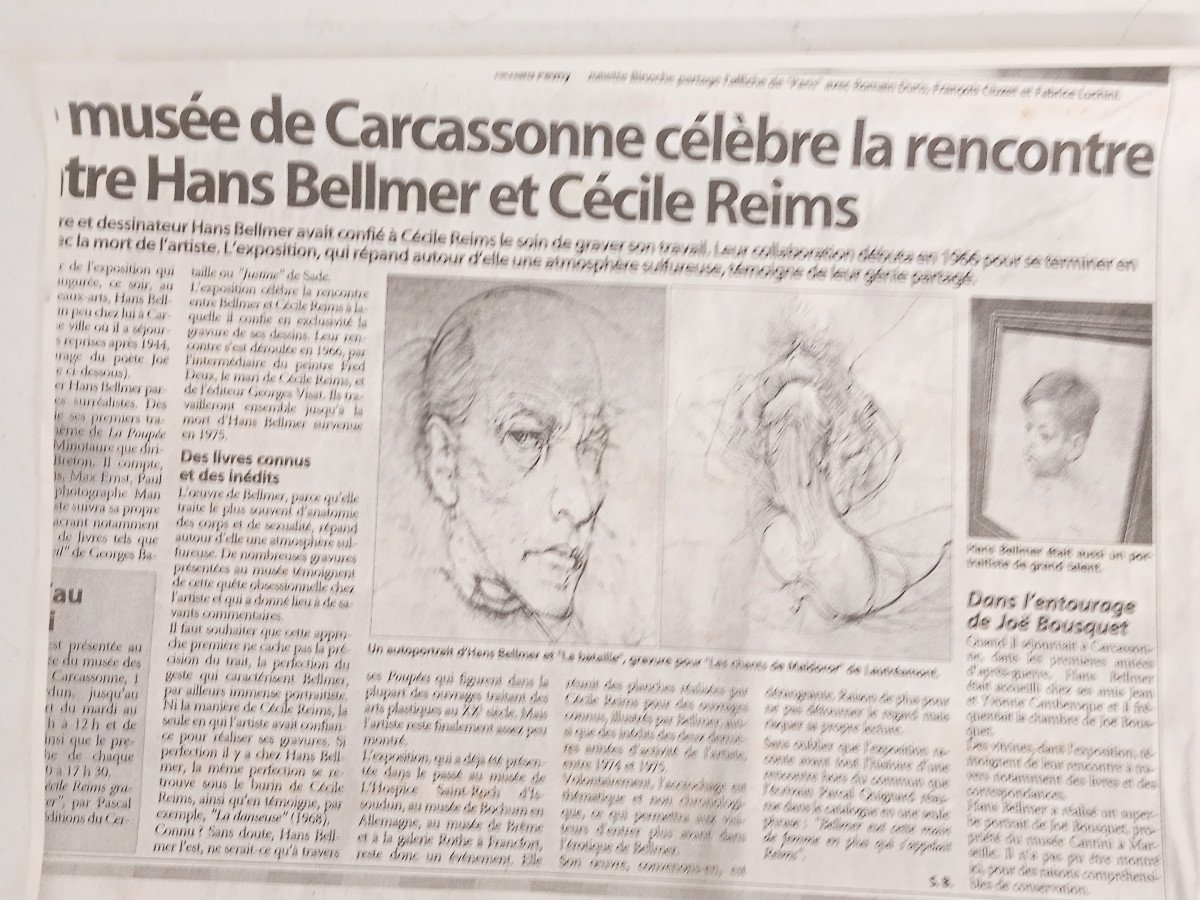 Hans Bellmer  1902  1975  Portrait  Dessin Au Crayon Daté 45-photo-4