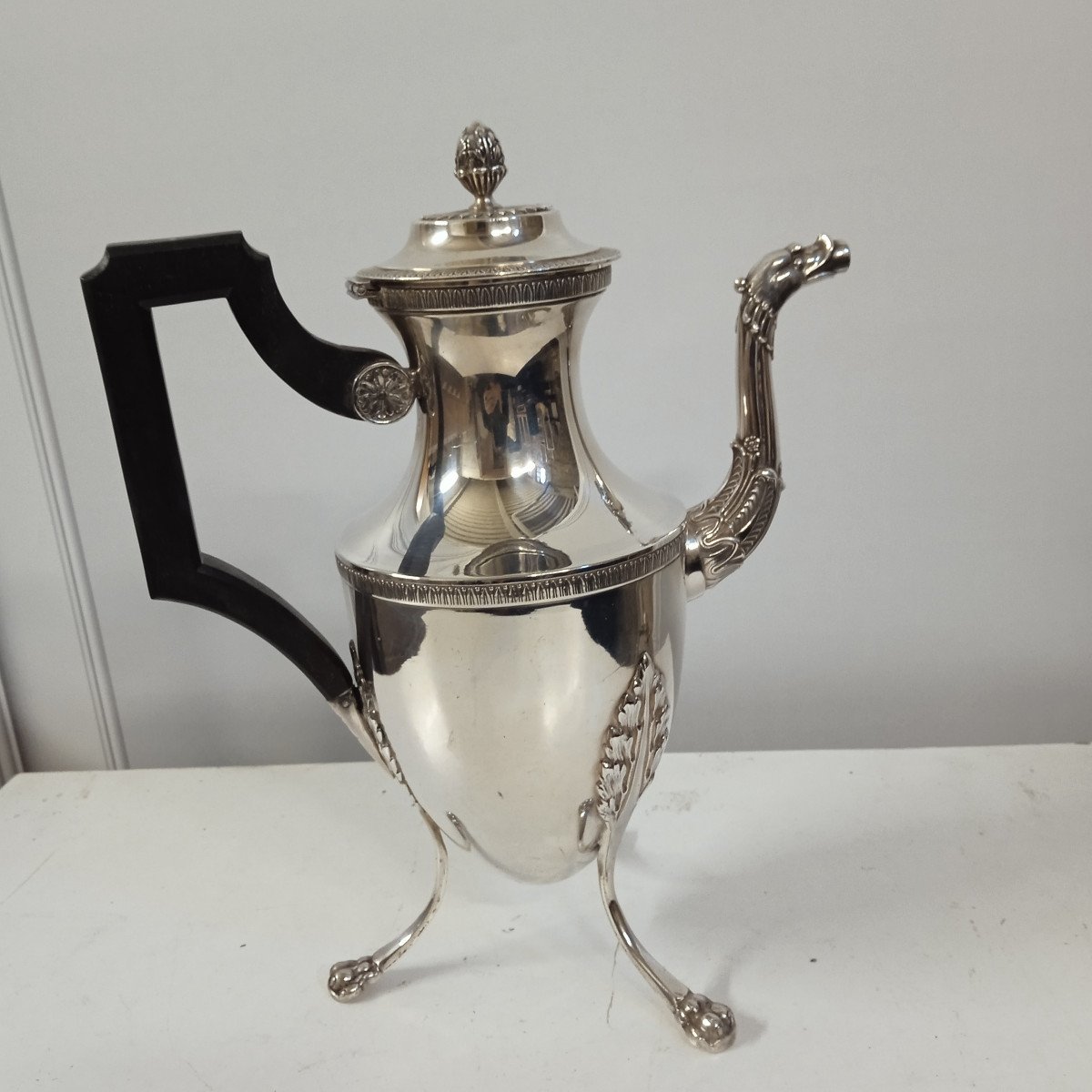 Empire Style Coq Sterling Silver Coffee Maker-photo-5