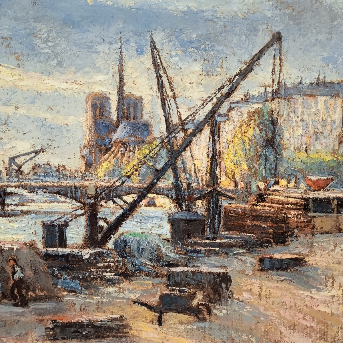 Fernand Laval (  1886  1966 ) : Notre Dame De Paris Vue Du Quai De La Rapée-photo-2