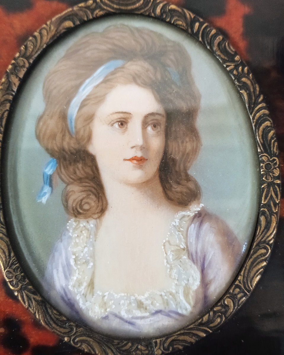 Miniature Portrait De Femme époque Napoléon III-photo-2