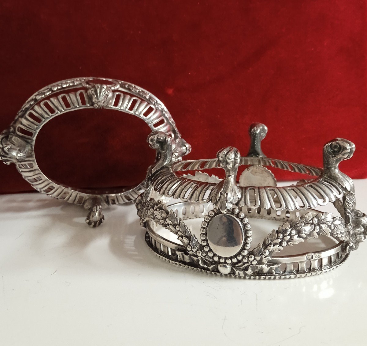 Pair Of Solid Silver Melted Salt Cellars Goldsmith Odiot 19th Century-photo-2