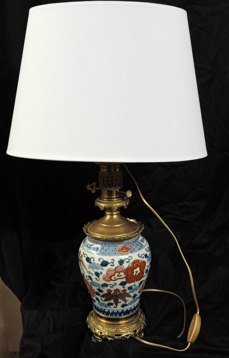 Paire De Lampes En Porcelaine Décor Imari XIX-photo-4