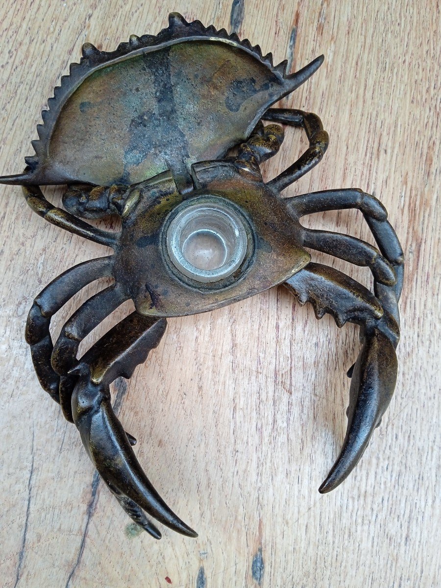 Crabe En Bronze Formant Encrier-photo-3