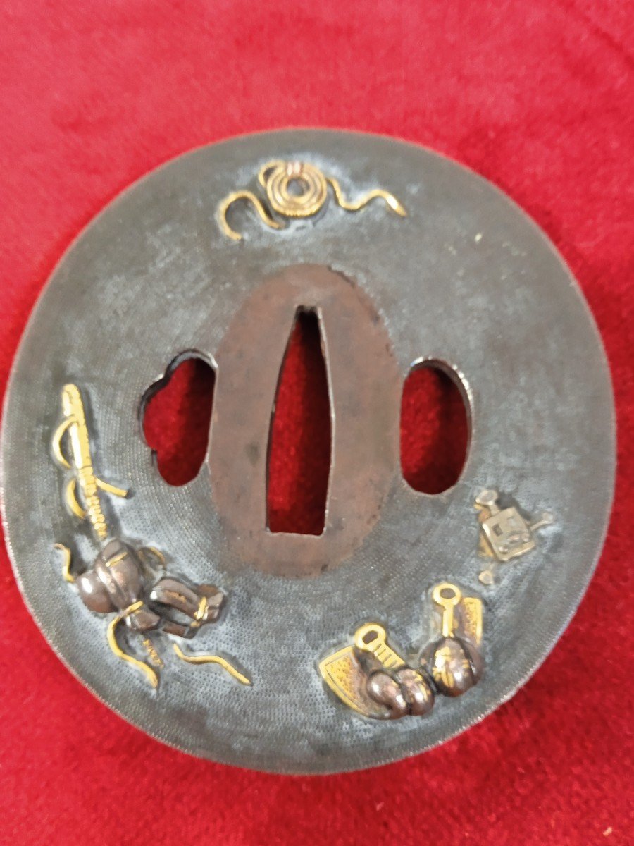 Damascus Iron Tsuba Japan Edo Period (1603-1868)-photo-3