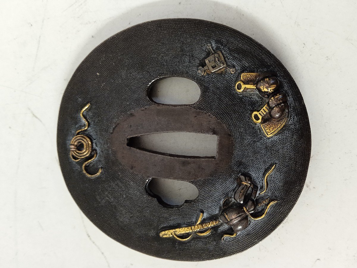 Damascus Iron Tsuba Japan Edo Period (1603-1868)-photo-5