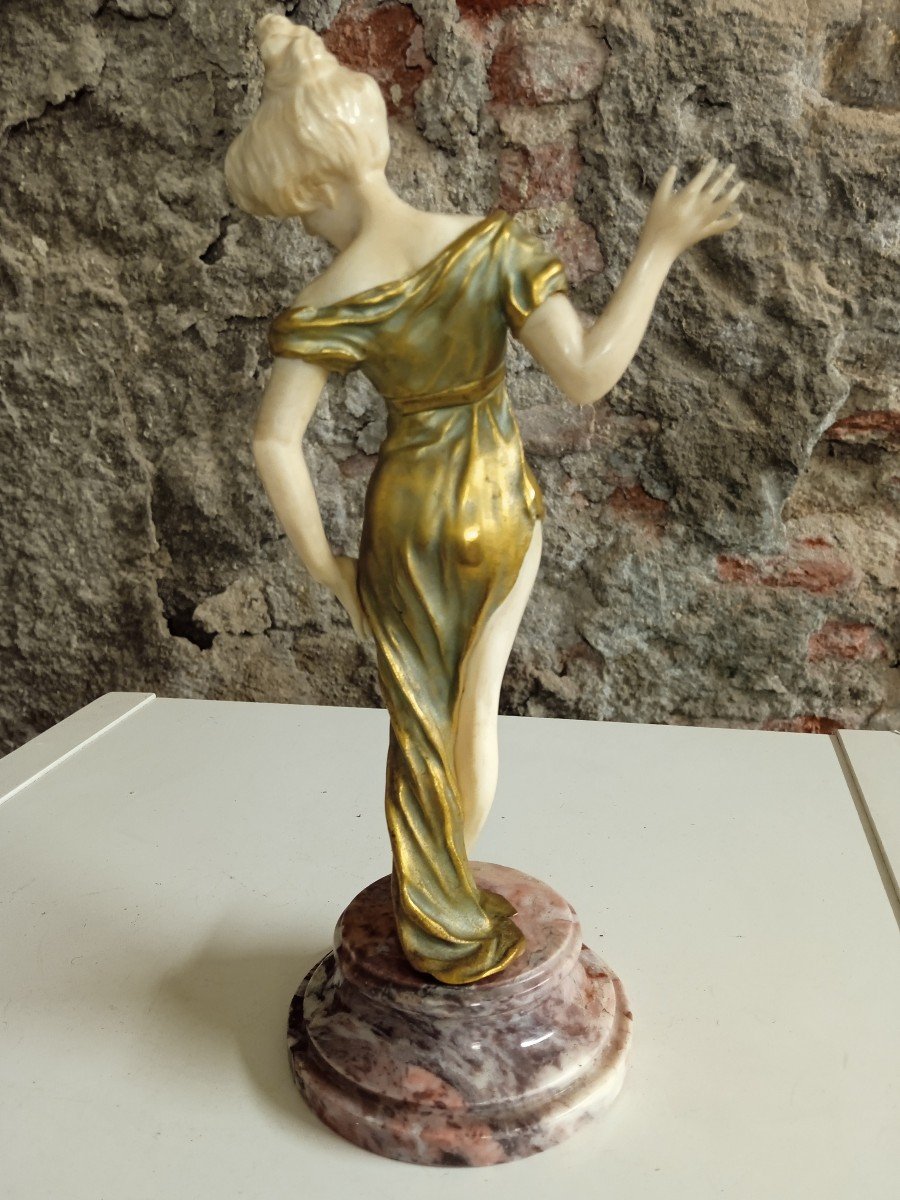 Statue  Chryselephantine Louis Barthelemy Jeune Femme 1900-photo-1