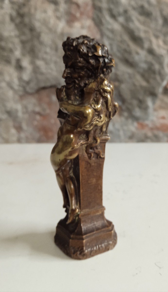 Statuette En Bronze  " Cachet " Femme Et Pan-photo-3