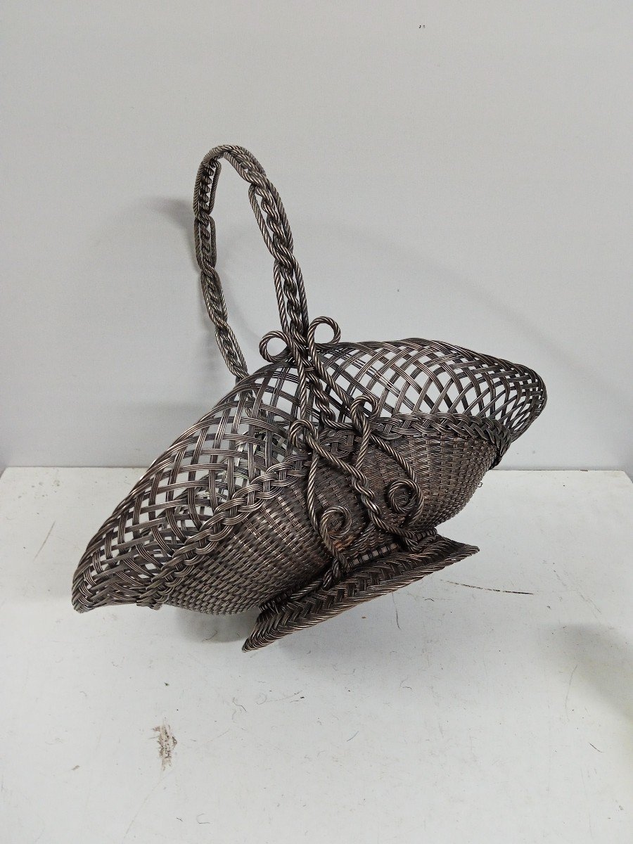 Woven Silver Metal Fruit Basket-photo-3