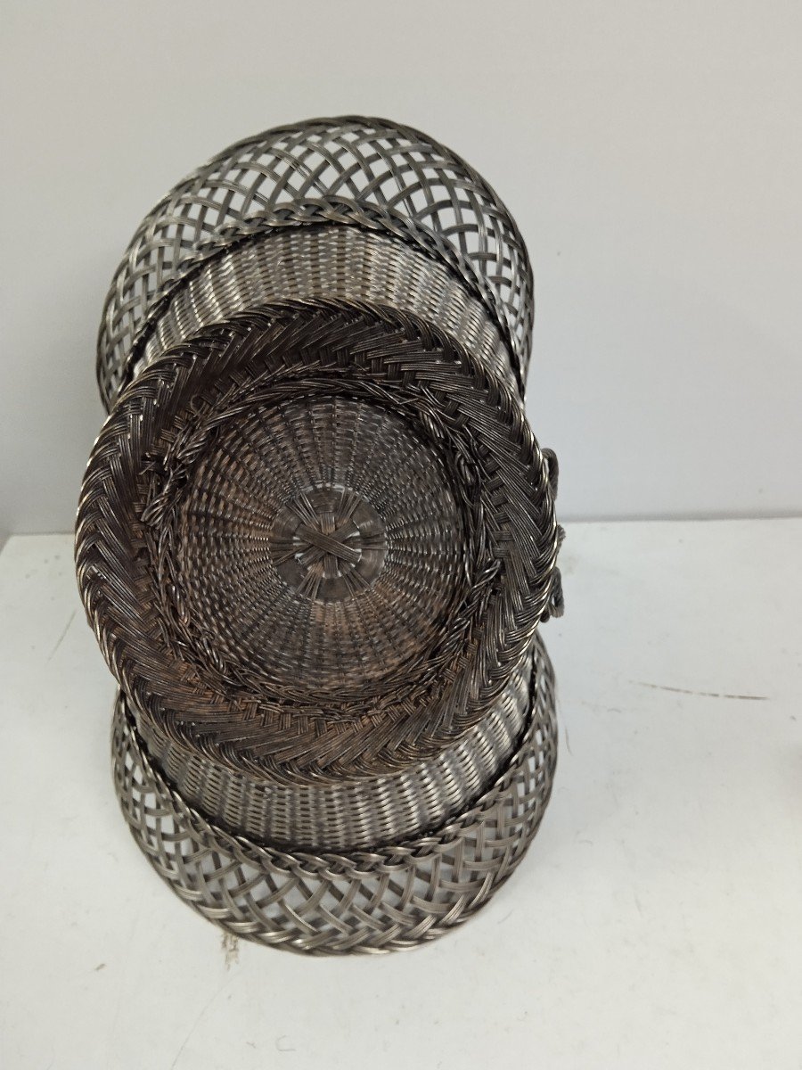 Woven Silver Metal Fruit Basket-photo-4