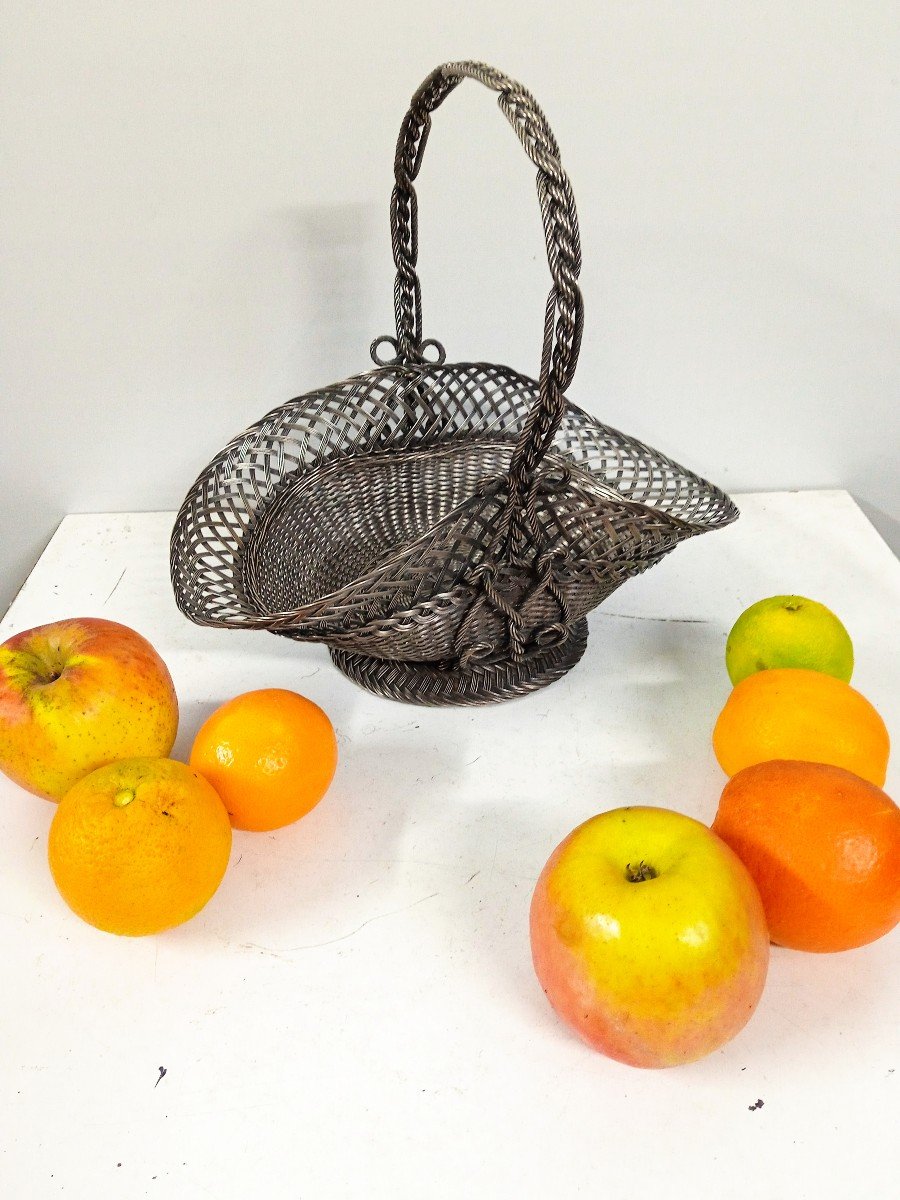 Woven Silver Metal Fruit Basket-photo-2