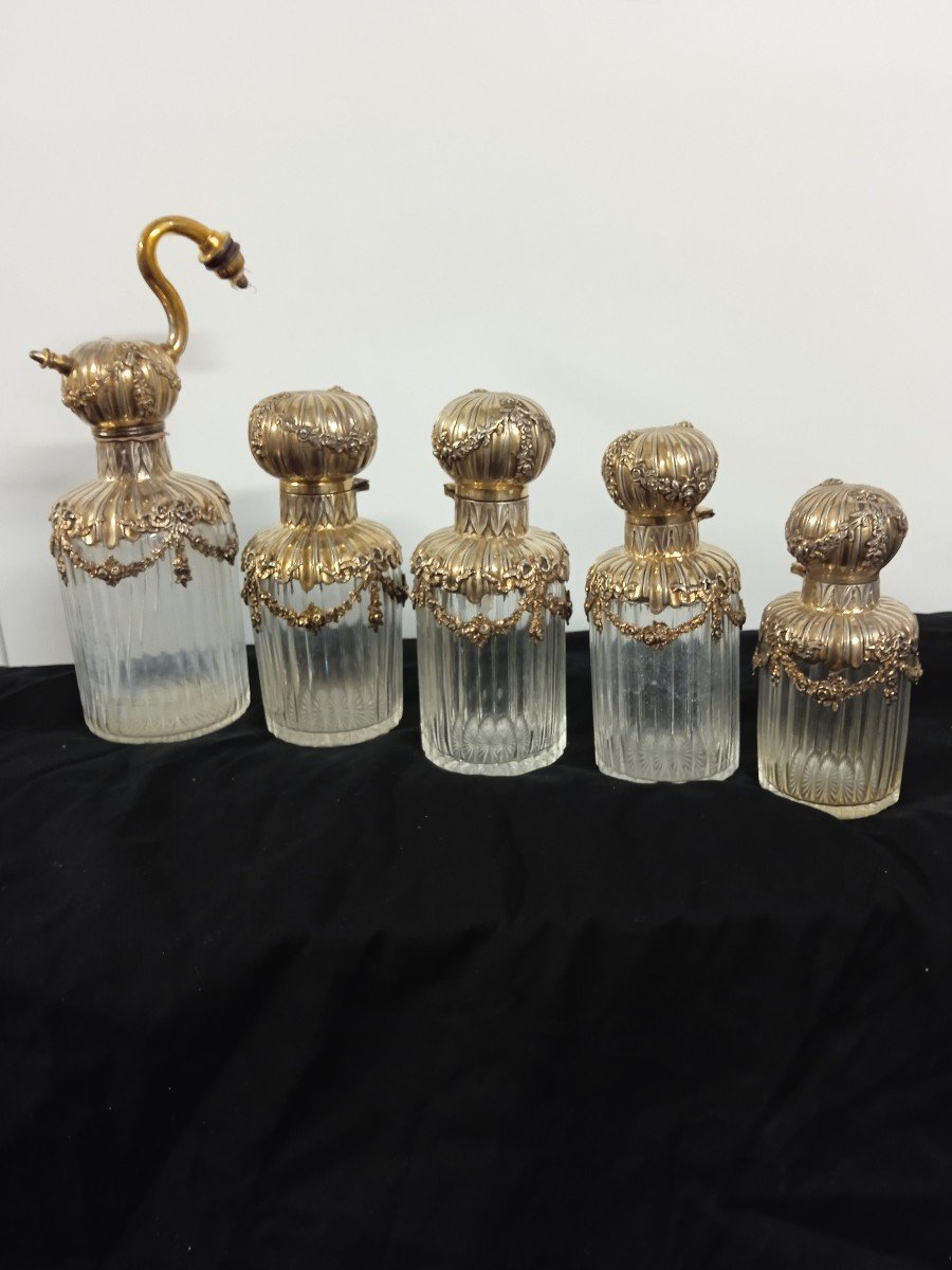 Napoleon III Silver Vermeil Crystal Toilet Set-photo-6