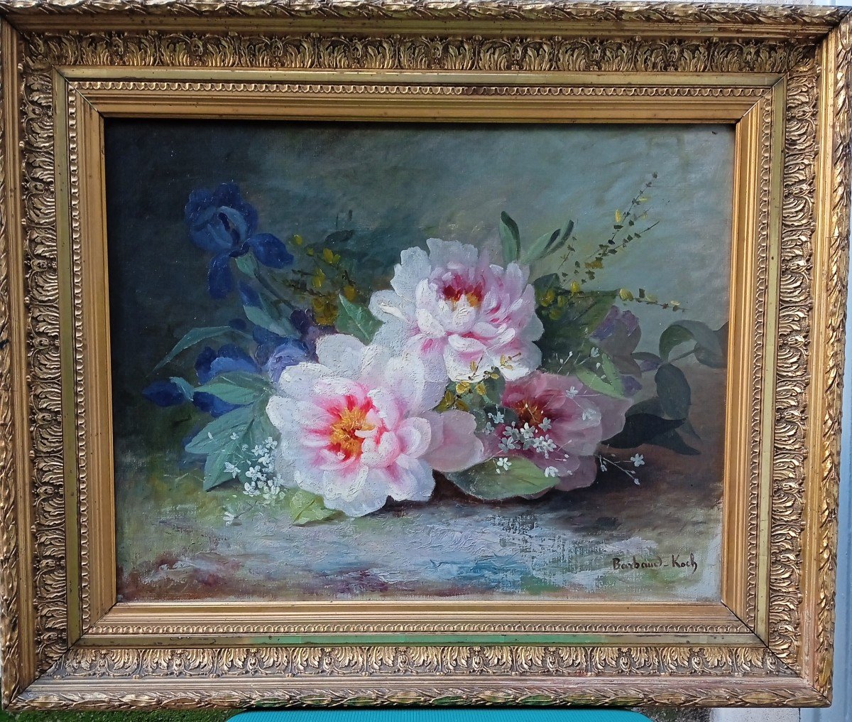 Barber-koch (1862-1932): "flower Pier With Peonies And Irises" H St-photo-4