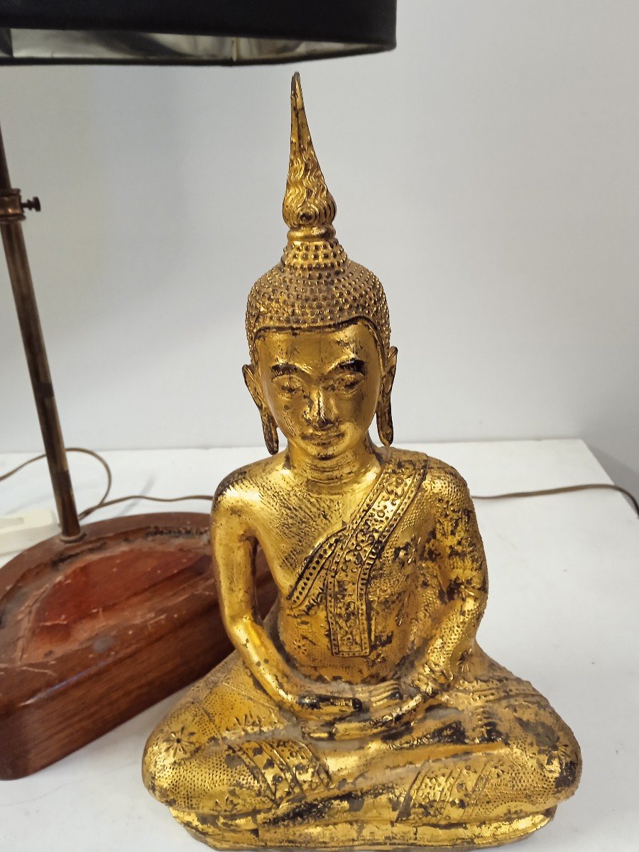 Thai Style Gilded Bronze Buddha Lamp-photo-2