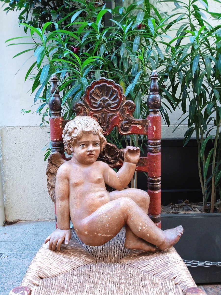 2putti Italy XVIII In Polychrome Wood-photo-3