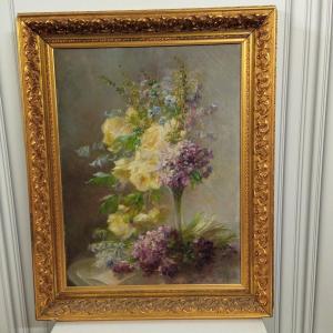 Allouard Edmond XIX  XX Bouquet De Fleurs  Huile Sur Toile