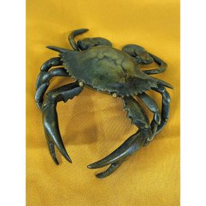 Crabe En Bronze Formant Encrier