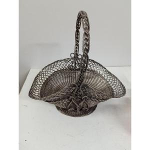 Woven Silver Metal Fruit Basket