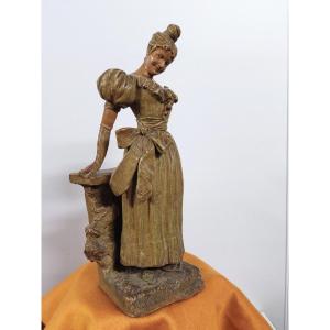 Statuette Goldsheider Friedrich  ( 1845  1897 ) Jeune Femme