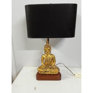 Lampe Bouddha Bronze Doré De Style Thailandais