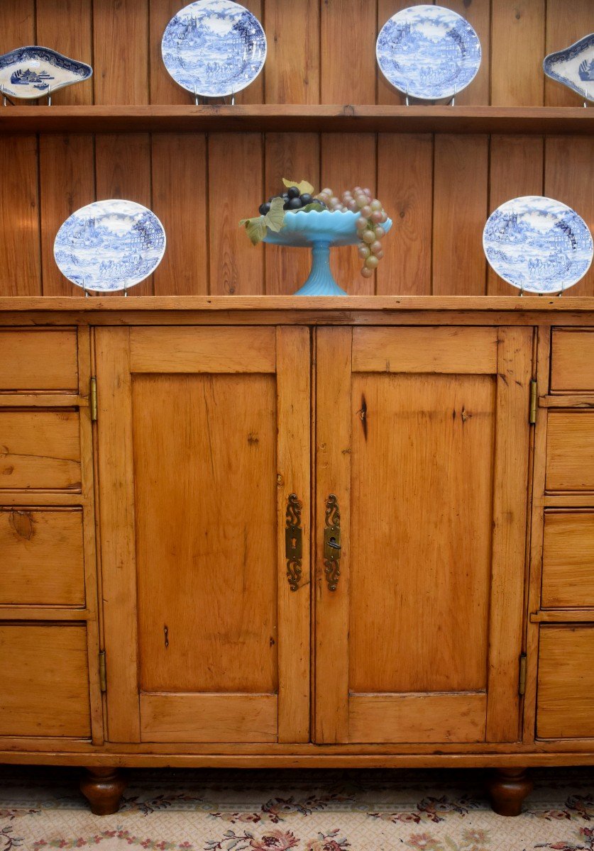 English Dresser Buffet In Solid Pine, England Circa 1900, Kitchen Buffet-photo-3